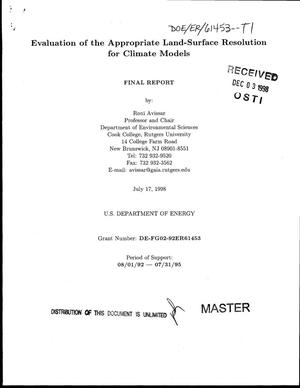 Evaluation of the appropriate land-surface resolution for climate models. Final report, August 1, 1992--July 31, 1995