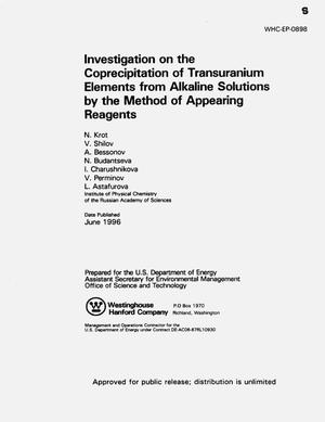 Investigation on the co-precipitation of transuranium elements from alkaline solutions by the method of appearing reagents