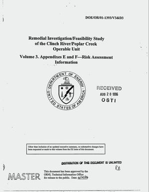 Remedial investigation/feasibility study of the Clinch River/Poplar Creek operable unit. Volume 3: Appendixes E and F -- Risk assessment information