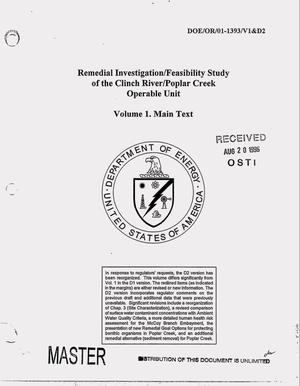 Remedial investigation/feasibility study of the Clinch River/Poplar Creek operable unit. Volume 1, main text