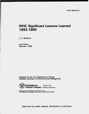 WHC significant lessons learned 1993--1995