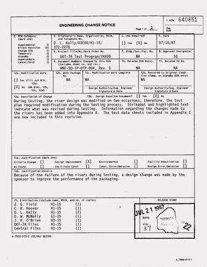 Test plan for the M-100 container, (model M-101/7A/12/90) docket 96-43-7A, type A container. Revision 1