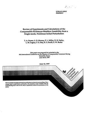 Review of experiments and calculations of the compressible richtmyer-meshkov instability from a single-mode, nonlinear initial perturbation