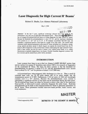 Laser diagnostic for high current H{sup {minus}} beams