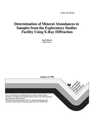Determination of mineral abundances in samples from the exploratory studies facility using x-ray diffraction