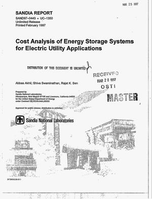Cost analysis of energy storage systems for electric utility applications