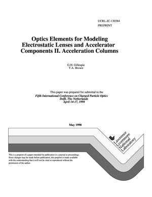 Primary view of object titled 'Optics elements for modeling electrostatic lenses and accelerator components II. Acceleration columns'.