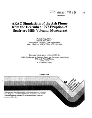 ARAC simulations of the ash plume from the December 1997 eruption of Soufriere Hills Volcano, Montserrat