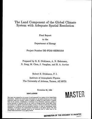 The land component of the global climate system with adequate spatial resolution. Final report, September 1, 1991--August 31, 1994