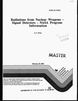 Radiations from nuclear weapons - signal detectors - NASA program information