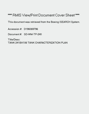 Tank 241-BX-106 tank characterization plan. Revision 1