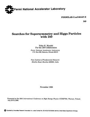 Searches for supersymmetry and Higgs particles with D-Zero