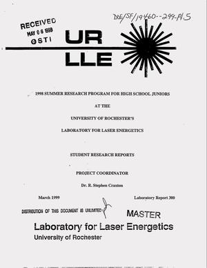 The use of design-of-experiments methodology to optimize polymer capsule fabrication. 1998 summer research program for high school juniors at the University of Rochester`s Laboratory for Laser Energetics: Student research reports
