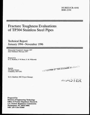 Fracture toughness evaluations of TP304 stainless steel pipes