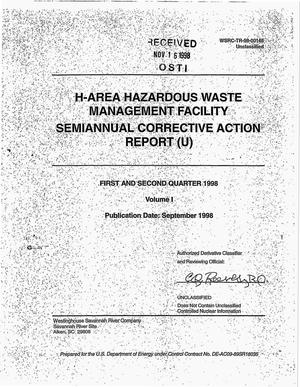 H-Area Hazardous Waste Management Facility Semiannual Corrective Action Report, First and Second Quarter 1998, Volumes I and II