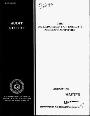 Office of Inspector General audit report on the U.S. Department of Energy`s aircraft activities