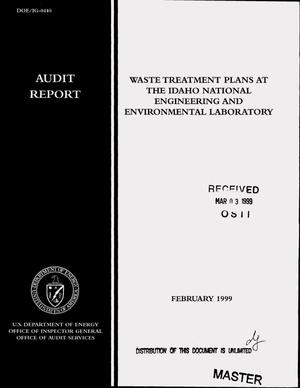 Office of Inspector General audit report on waste treatment plans at the Idaho National Engineering and Environmental Laboratory