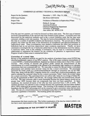 Oxidation of Phenolics in Supercritical Water. Combined Quarterly Technical Progress Report, December 1, 1995--May 31, 1996