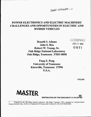 Power electronics and electric machinery challenges and opportunities in electric and hybrid vehicles
