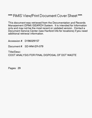 Cost analysis for final disposal of double-shell tank waste