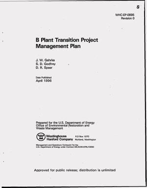 B Plant Transition Project Management Plan