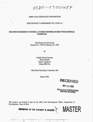 Selenium emission control at high temperatures with mineral sorbents. Final report, September 1, 1994--February 29, 1996