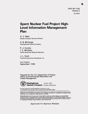 Spent nuclear fuel project high-level information management plan