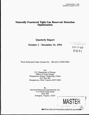 Naturally fractured tight gas reservoir detection optimization. Quarterly report, October 1--December 31, 1994
