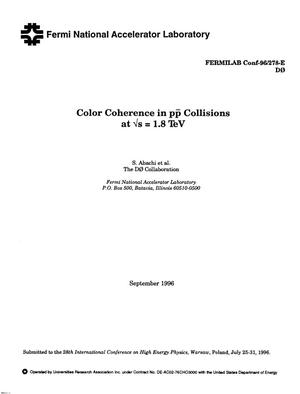 Color coherence in p pbar collisions at squareroot s = 1.8 TeV