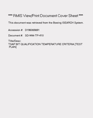 Test plan for: TSAP bit qualification: Temperature criteria