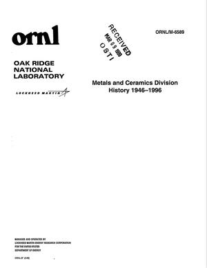 Metals and Ceramics Division History 1946-1996