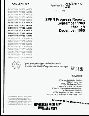 ZPPR progress report: September 1988--December 1988