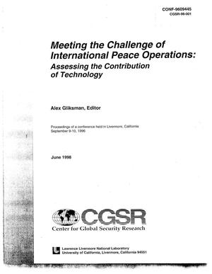 Meeting the Challenge of International Peace Operations: Assessing the Contribution of Technology