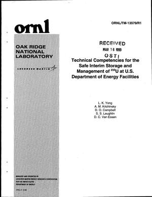 Technical Competencies for the Safe Interim Storage and Management of 233U at U.S. Department of Energy Facilities