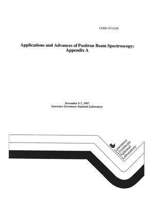 Applications and advances of positron beam spectroscopy: appendix a