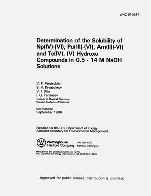 Determination of the solubility of Np(IV), Pu(III) - (VI),Am(III) - (VI), and Te(IV), (V) hydroxo compounds in 0.5 - 14 M NaOH solutions