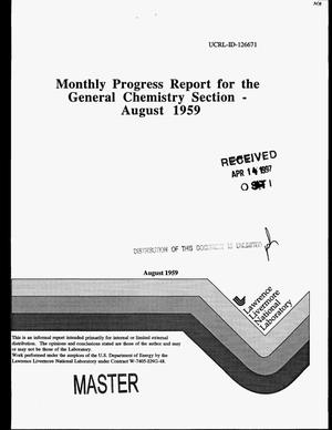 Monthly progress report for the General Chemistry Section, August 1959