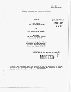 Advanced zinc phosphate conversion coatings. Final report, June 1996--December 1996