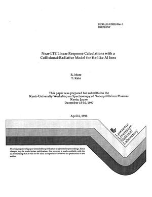 Near-LTE linear response calculations with a collisional-radiative model for He-like Al ions. Revision 1