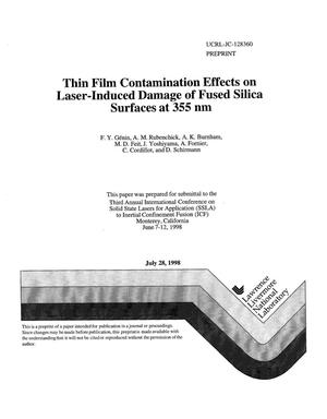 Thin film contamination effects on laser-induced damage of fused silica surfaces at 355 nm