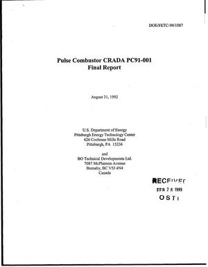 Pulse Combustor CRADA PC91-001 Final Report
