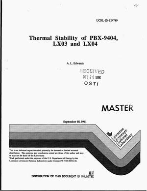 Thermal stability of PBX-9404, LX03 and LX04