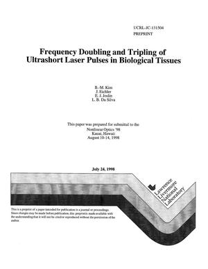 Frequency doubling and tripling of ultrashort laser pulses in biological tissues