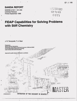 FIDAP Capabilities for Solving Problems With Stiff Chemistry
