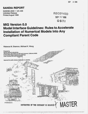 MIG version 0.0 model interface guidelines: Rules to accelerate installation of numerical models into any compliant parent code