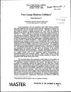 Very large hadron colliders