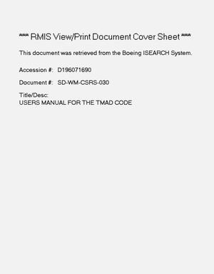User`s manual for the TMAD code