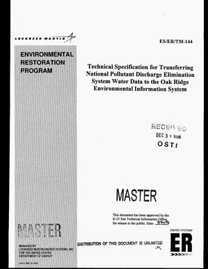 Technical specification for transferring National Pollutant Discharge Elimination System water data to the Oak Ridge Environmental Information System