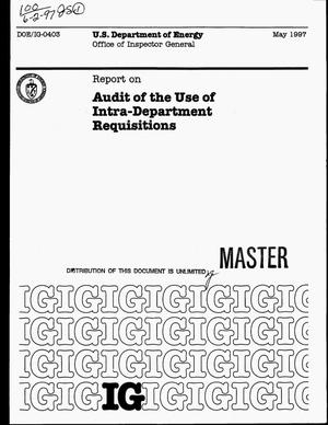 Report on audit of the use of intra-departmental requisitions