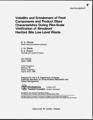 Volatility and entrainment of feed components and product glass characteristics during pilot-scale vitrification of simulated Hanford site low-level waste